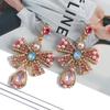Fashionable colorful bow earrings for women exaggerated personality light luxury earrings heavy industry earrings colorful flowers