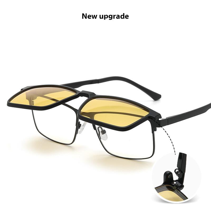 Flip-up Magnetic Clip-on Prescription Glasses 3 in 1 Polarised Myopia Sunglasses Anti Glare Night Vision Reading Glasses