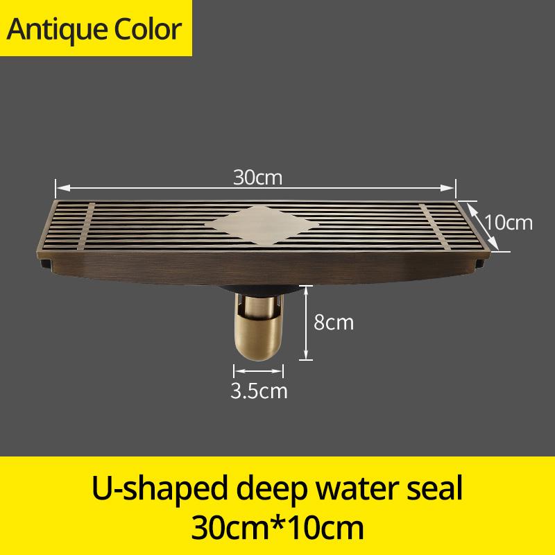 

Drain 10*30CM Euro Antique Brass Art Carved Floor Drain Cover Shower Waste Drainer Bathroom Bath Accessories Strainer DL8547