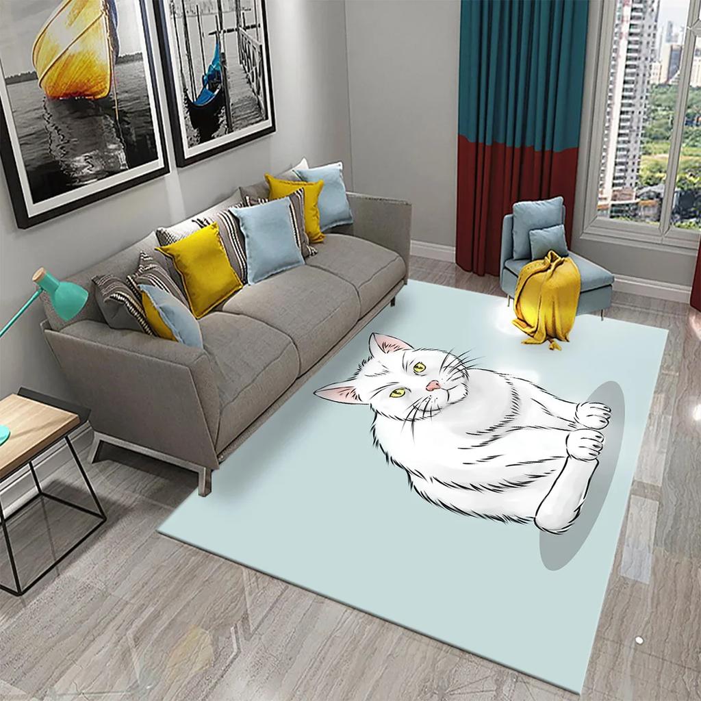3D Cute Fantasy Cartoon Cat Carpet for Bathroom Kitchen Entrance Anti-Slip Mats Bedroom Doormat Living Room Welcome Decor Mats