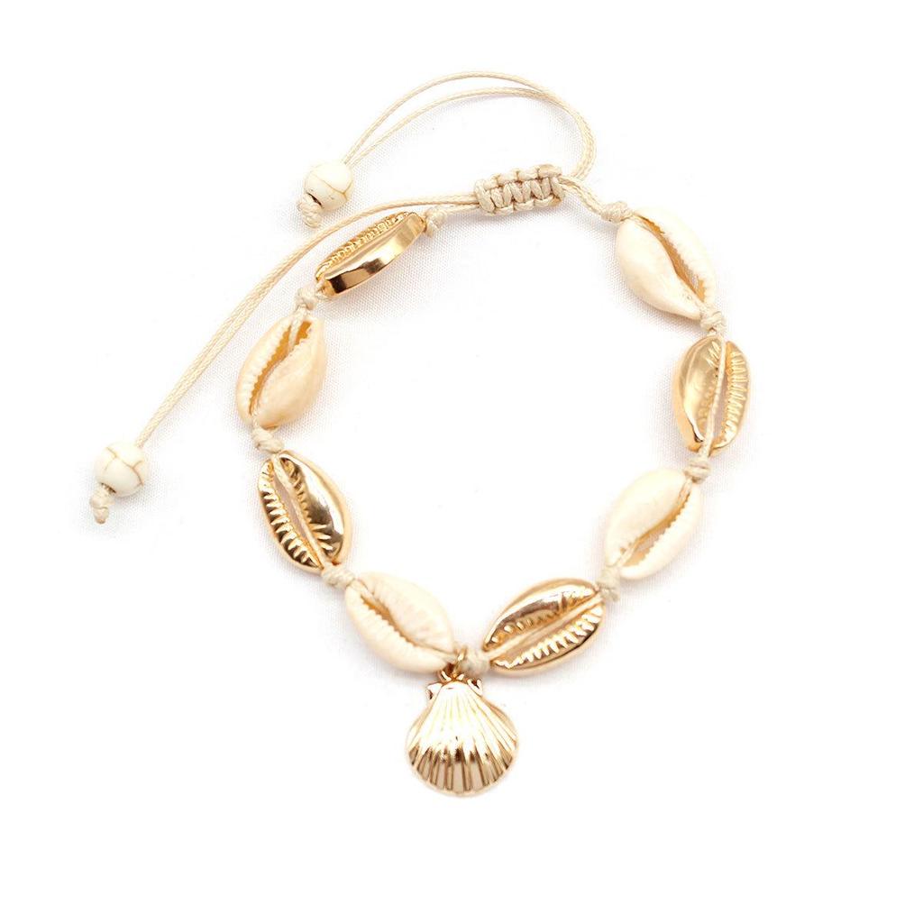 Vintage European-American Scallop Shell Anklet for Women - Retro Beach Style