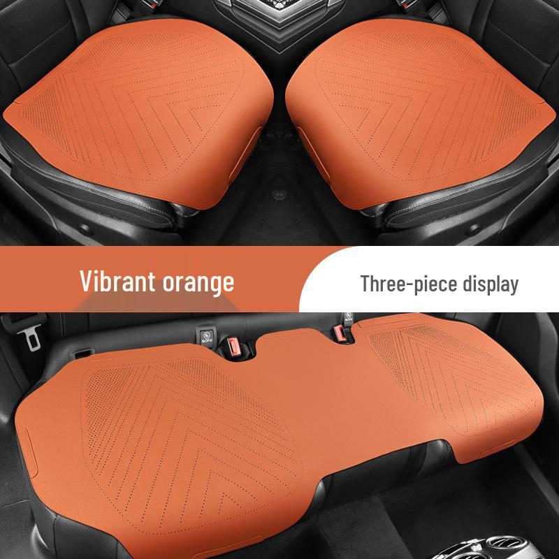 Universal Suede Car Seat Cushion Set - All-Season, Three-Piece, Summer-Ready, Thin Cushion with Lumbar Support.