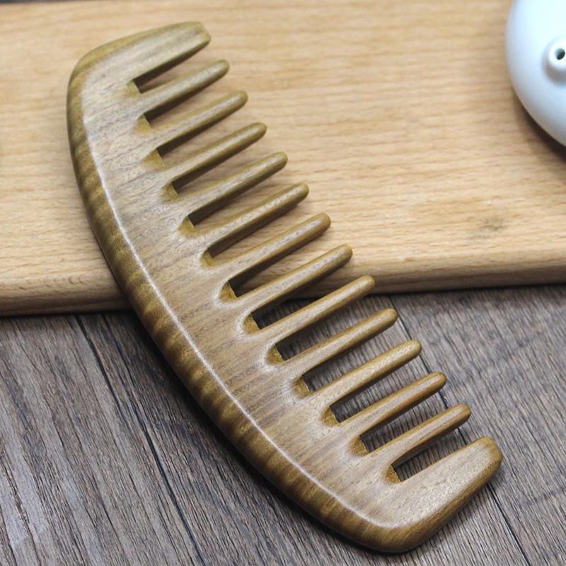 Large Carved Green Sandalwood Wooden Comb - Portable Wooden Gift Comb for Home