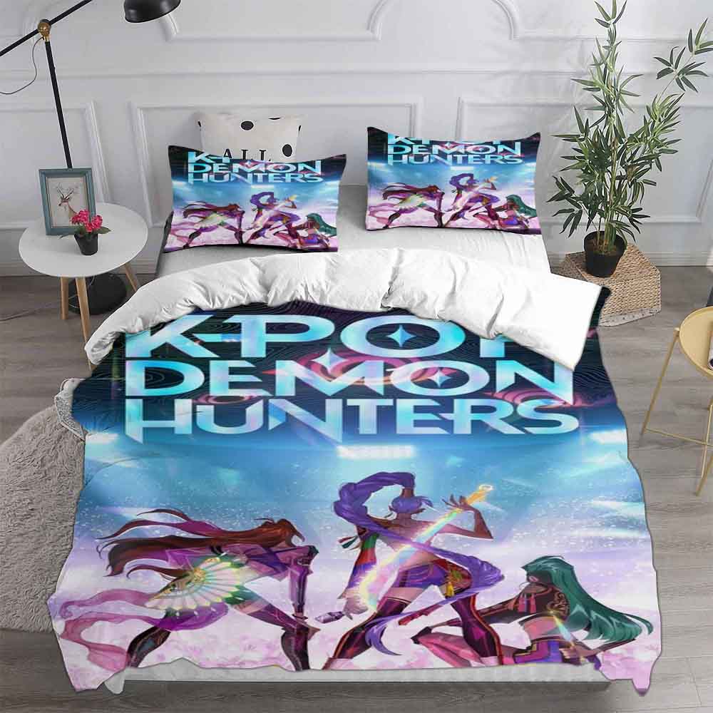KPop Dämonenjäger Rumi Mira Zoe Bettwäschesets Steppdecke Quilt Bettbezug Bettdeckenbezug Kissenbezug 2-3-teilige Sets Kinder Erwachsenengröße