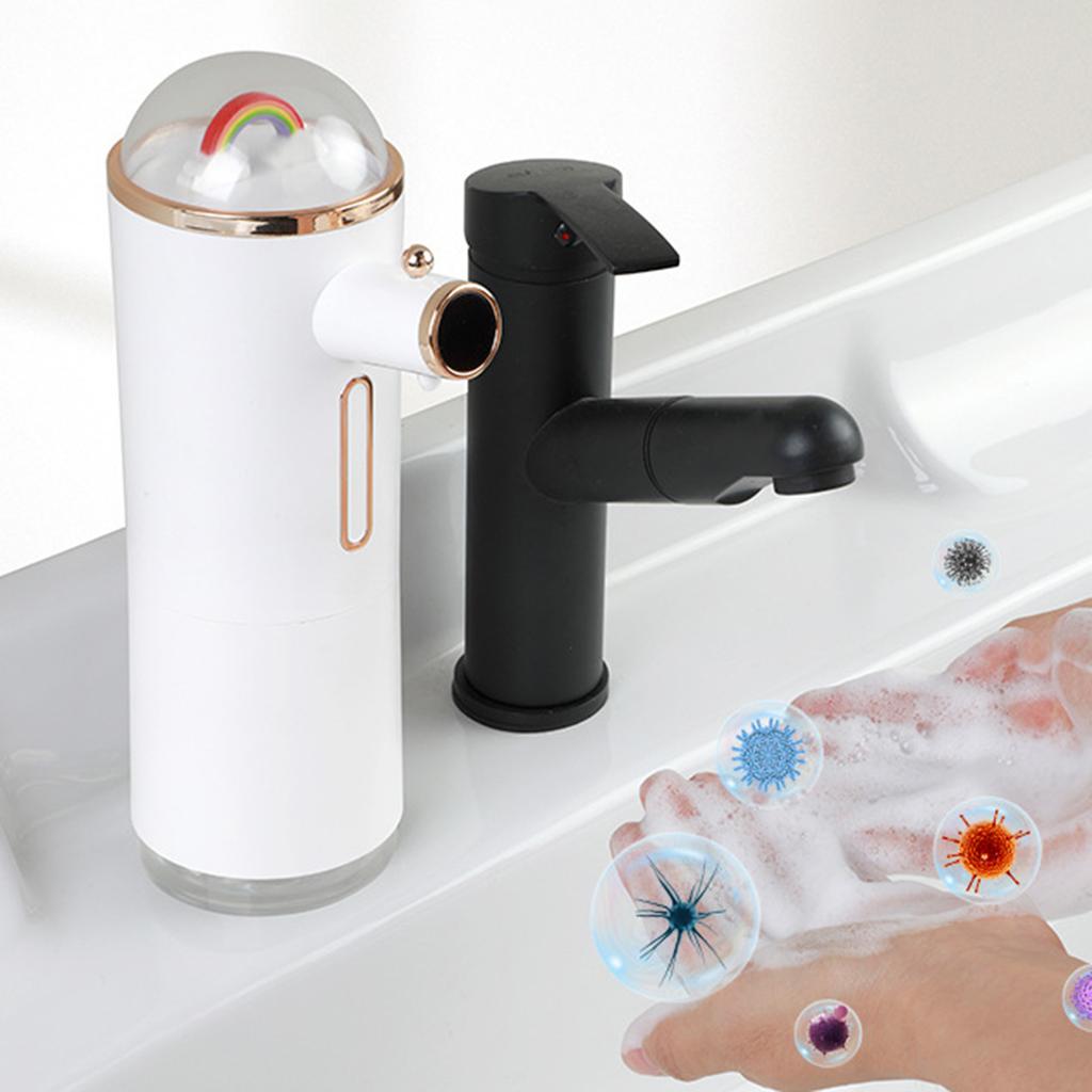 R-ainbow Automatic Induction Rechargeable Foam Soap Dispenser Touch-Free Soap Dispenser Refill L-iquid Soap Pump Dispenser for Bathroom Kitchen
