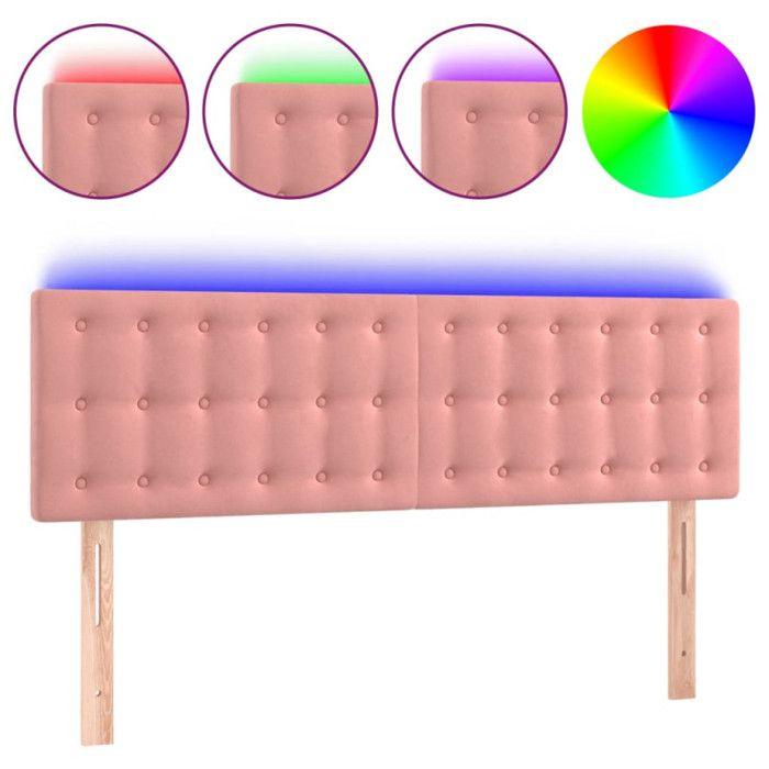 VidaXL Tête de Lit à LED Meuble de Chambre à Coucher Accessoire de Lit Double Tête de Cadre de Lit Intérieur Rose 3122099