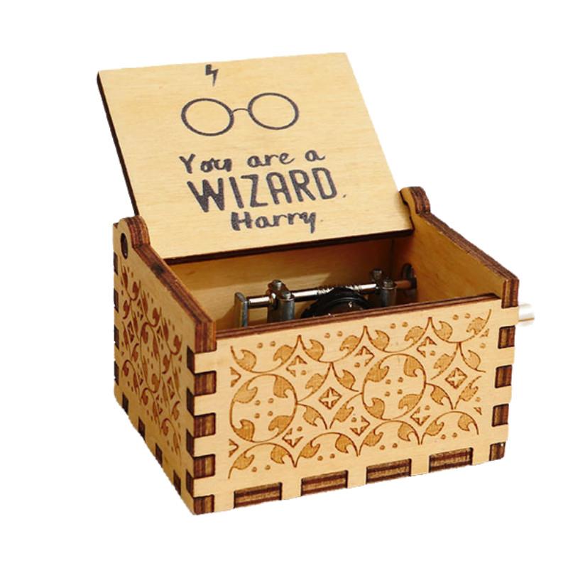 Vintage Harry Potter Hand-crank Music Box Exquisite Wooden Miniature Gift For Couples