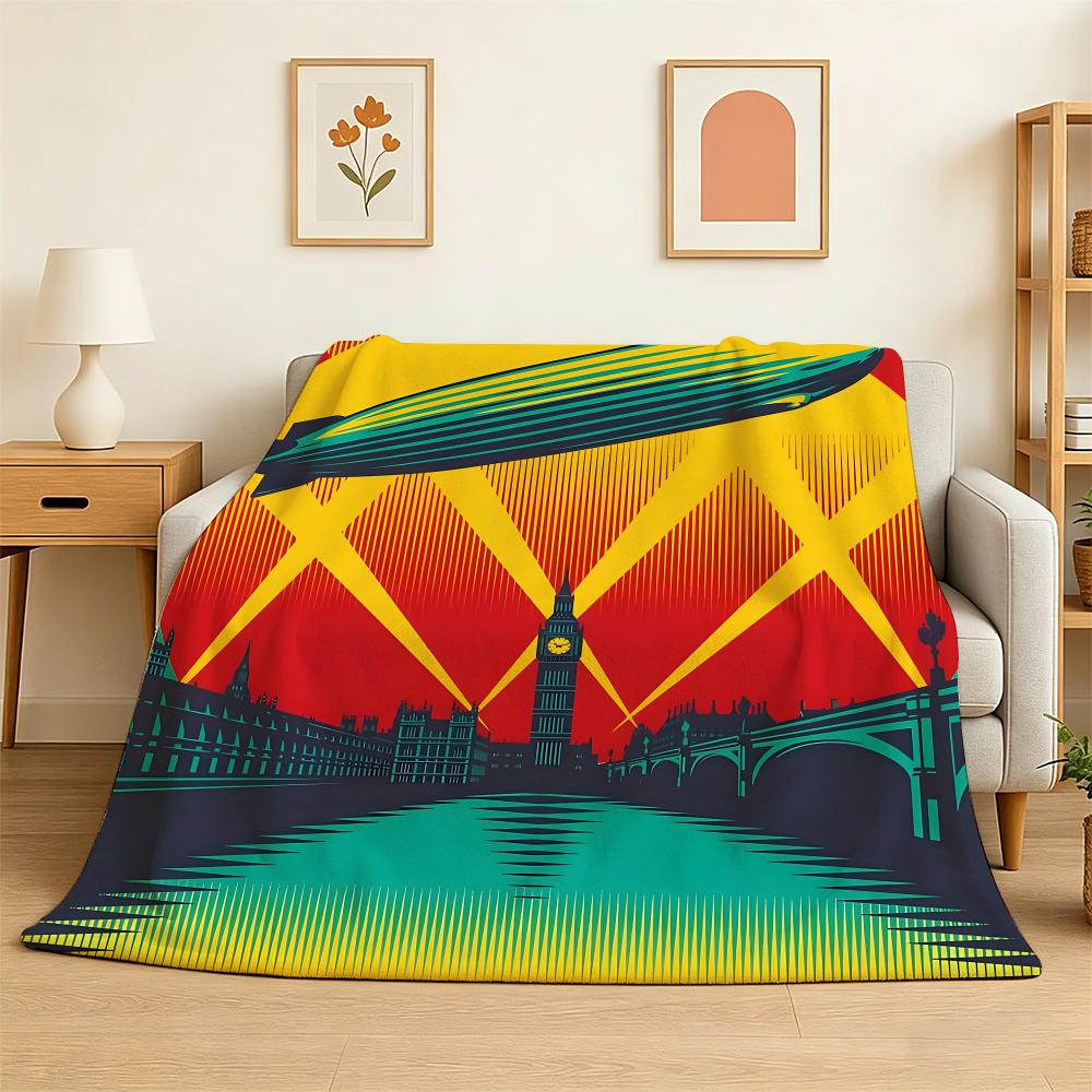 Band Led Zeppelin Throw 240g Flannel Blanket Lightweight Soft Skin-friendly Summer Thin Throw Blanket 75X95CM