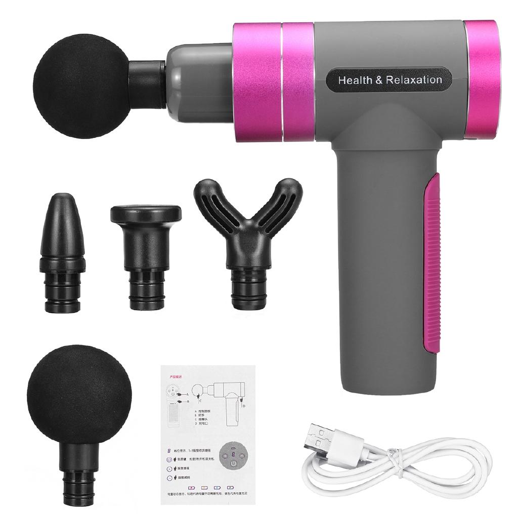 

USB Терапевтические Массажные Пистолеты 7200 об/мин 5 Скоростей Кнопка с Сенсорным Экраном Светодиодный Дисплей Глубокий Массажер для Мышц Расслабление Тела Облегчение Боли Похудение 4 heads фиолетовый