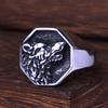 Vintage Wikinger Vegvisir Kompass Ringe für Herren Edelstahl Nordisch Odin Rabe Amulett Runenring Biker Schmuck