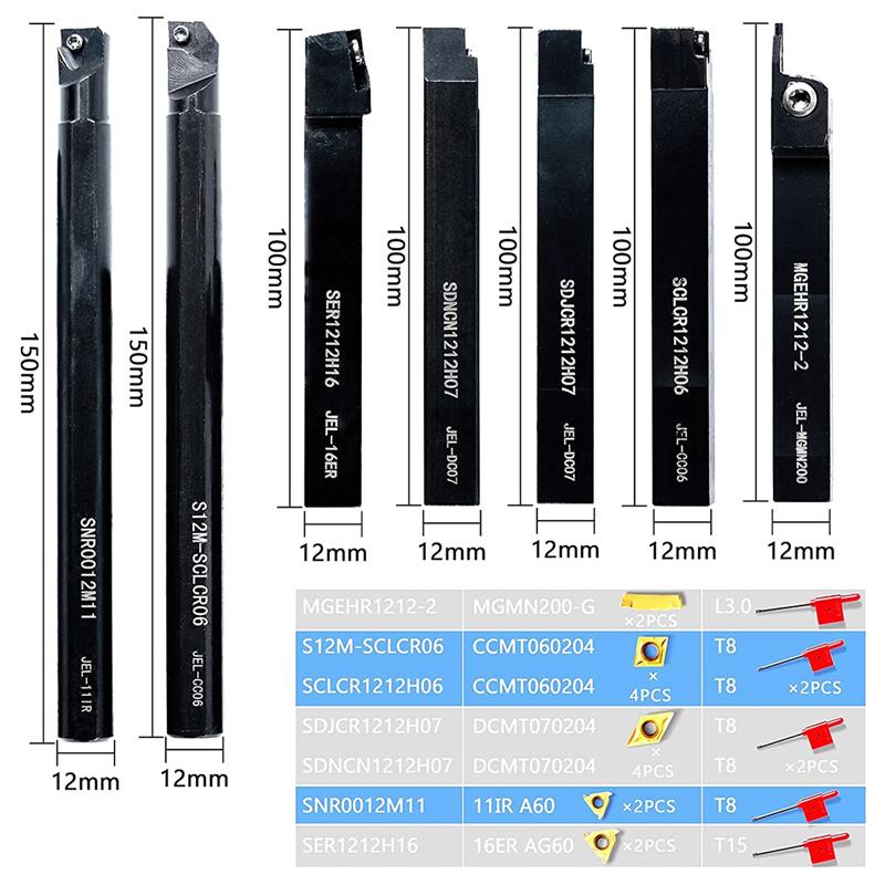 AD23-Lathe Threading Tool Set - Turning Shank Boring Bars With Indexable Carbide Inserts