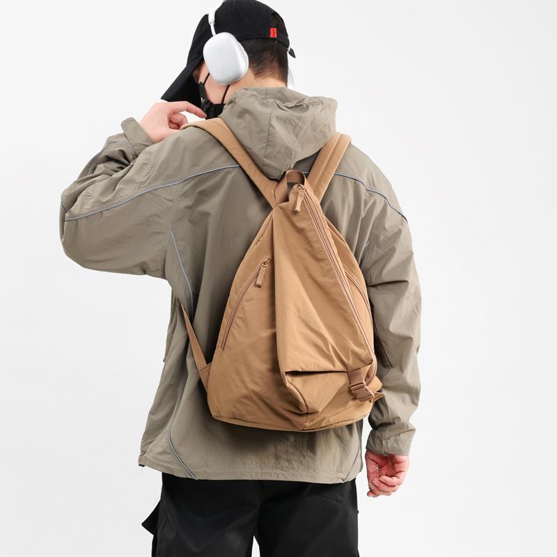Women's Solid Color Backpack Men's Nylon Backpack Large Capacity Student Schoolbag