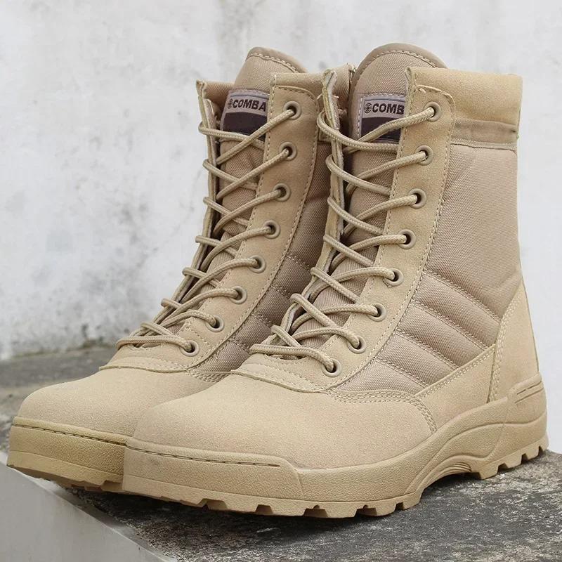 2026New Mens Boots Military Tactical Combat Boot Lace Up Desert Ankle Boots Outdoor Non Slip Hiking Boots Botas Seguridad Hombre