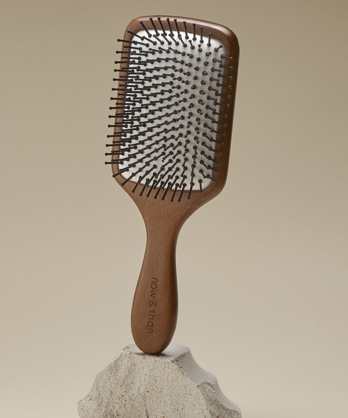 Wood paddle hair brush