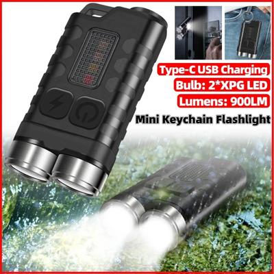 Superhelle Taschenlampe XPG LED Multifunktionale Mini-Schlüsselanhänger-Taschenlampe Typ-C USB Wiederaufladbar Outdoor Camping Taschenlampe