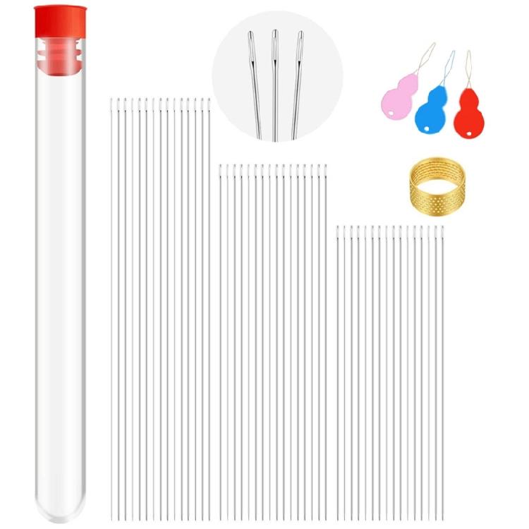 

3 Size Thin Beading Embroidery Needles with Needle Threaders Jewelry Making Tool 1