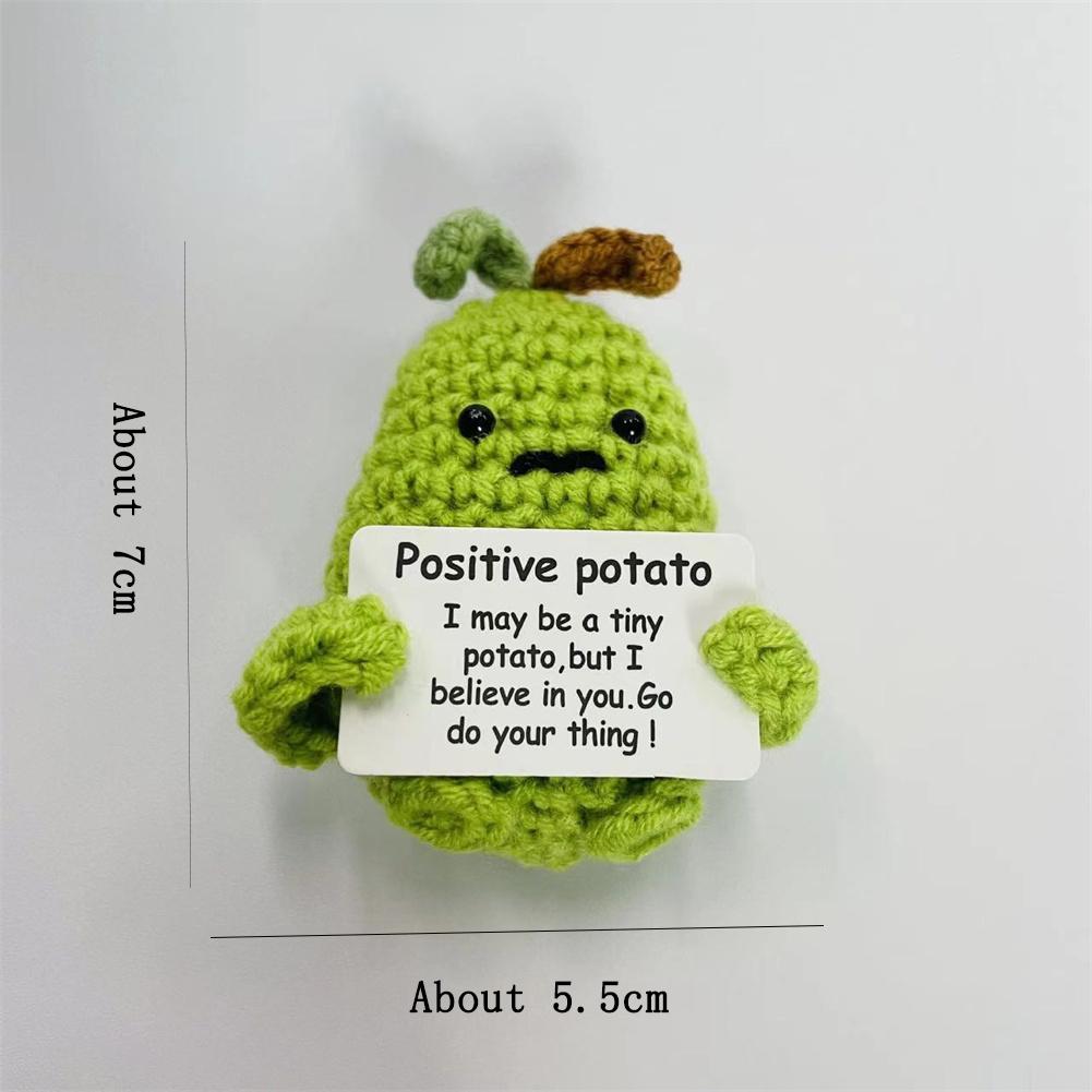 Positive Knitting Potato Doll Decoration with Card Positive Potato Doll for Birthday Party Office Decoration Good Luck Gifts