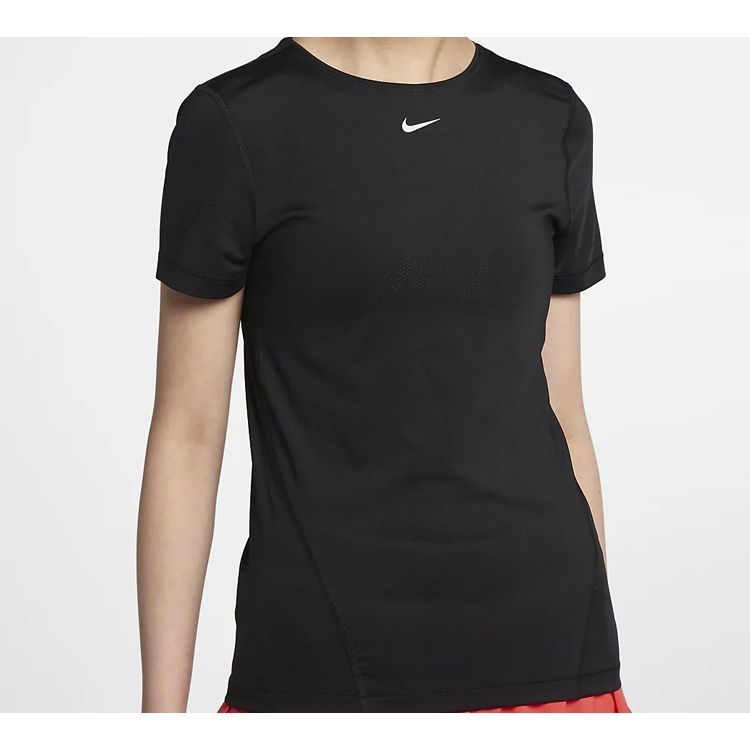 Nike Pro Mesh Dri-Fit Slim-Fit Breathable Quick-Dry Training Short-Sleeve T-Shirt Women Tops Black AO9952-010