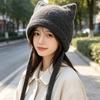 Cute cat ears lace-up knitted wool hat women's autumn and winter outdoor warmth versatile and thin bag head ear protection hat