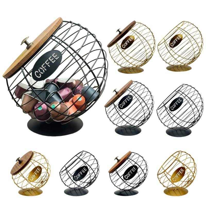 Iron Art Coffee Capsules Storage Rack Convenient Diagonal Basket for Kitchen Countertop Espresso Pods Storage Container