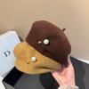 High Quality Light Luxury Irregular Wool Beret Winter Warm Slim Face Pearl Painter Hat
