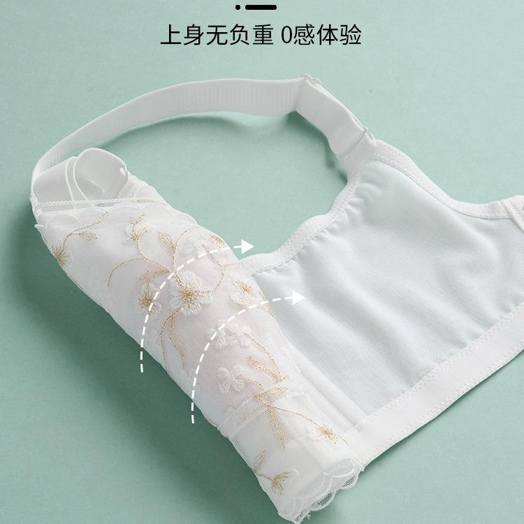 Summer ultra-thin large breasts show small bras large size underwear women's breathable no steel ring full cup closed breast bra