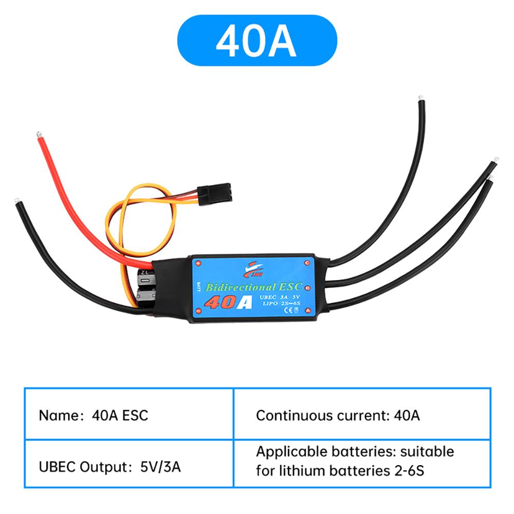 Bidirectional Brushless ESC for Remote Control Ship Pneumatic Underwater Propeller 20A/30A/40A/50A Wear-Resistant Motor Driver