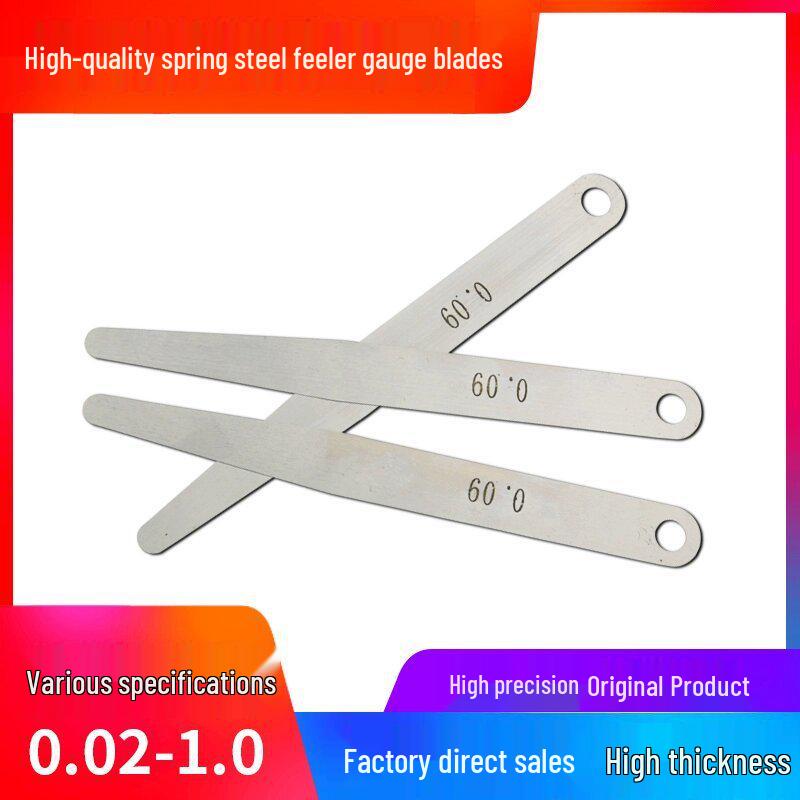 High Precision Spring Steel Feeler Gauge, 0.02-5mm, 100mm Length 1.0MM, 50 Pieces