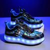 Children's runaway shoes Four-wheel LED light luminous shoes Shrinkable runaway shoes Sports student pulley shoes yo