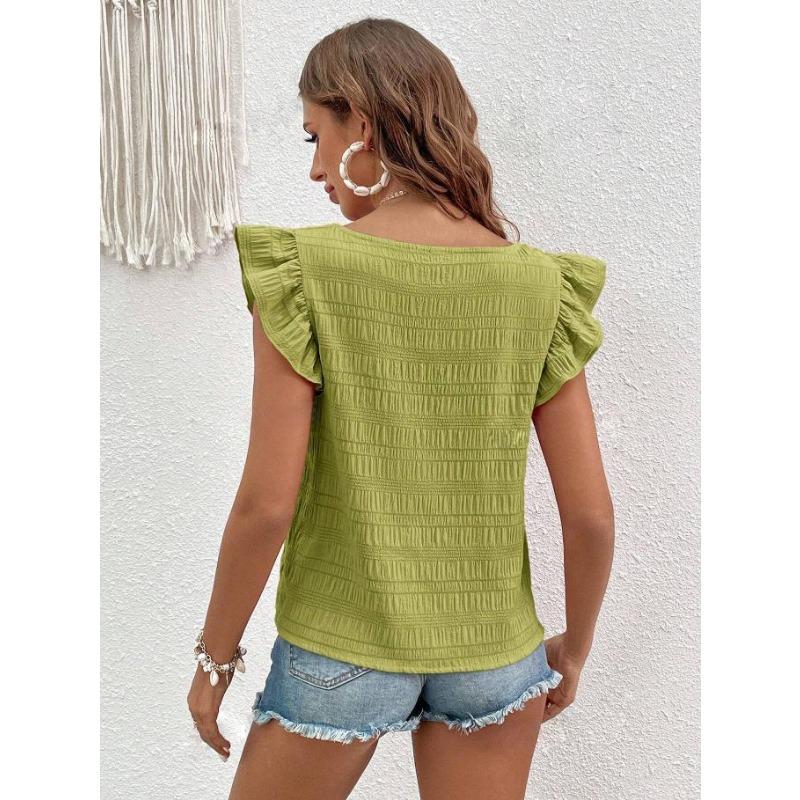 Sommer Damen Übergröße Weste Tanktop Quadratischer Ausschnitt Rüschen Ärmellos Hemd Top