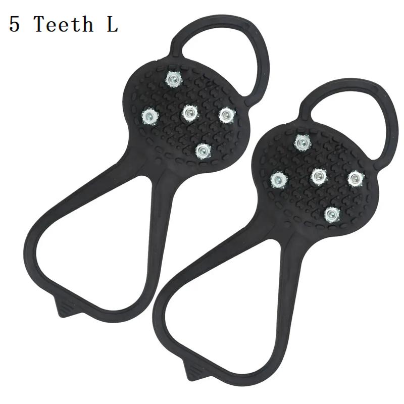 

1 Pair 5 Studs Anti-Skid Ice Snow Camping Walking Shoes Winter Safety Boots Universal Professional Climbing Crampons 5/24 Teeth L