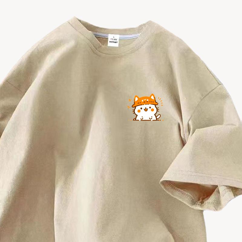 

Хлопковая футболка с принтом, дизайнерская, с коротким рукавом, женская, лето 2025, новая, свободного кроя, с рукавом до локтя, топы 3XL