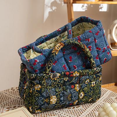 Floral Pattern Storage Basket Women Large Capacity Fabric Sweet Laundry Baskets With Easy Carry Handles Hampers Travel Tote Bag