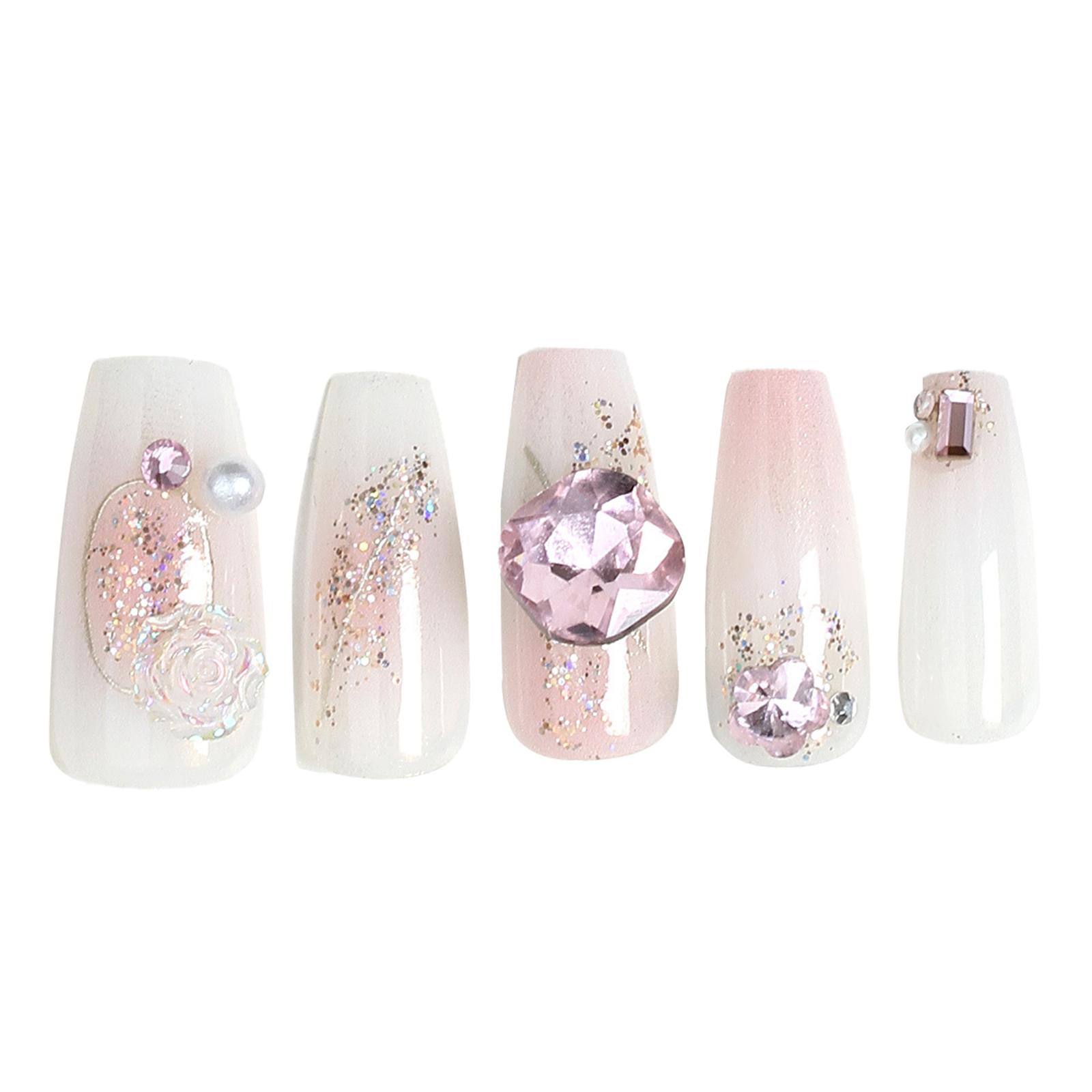 Long Ballerinas False Nails Rhinestone Coffin Nails Full Cover False Nails Detachable Press On Nail Artificial Nails L