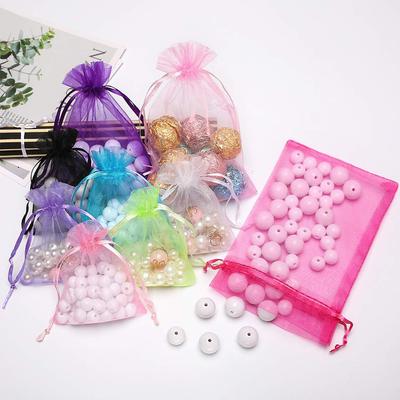 100Pcs Organza Bags 7x9cm Drawstring Mesh Jewelry Packaging Pouches Wedding Party Christmas Favor Candy Gift Bags