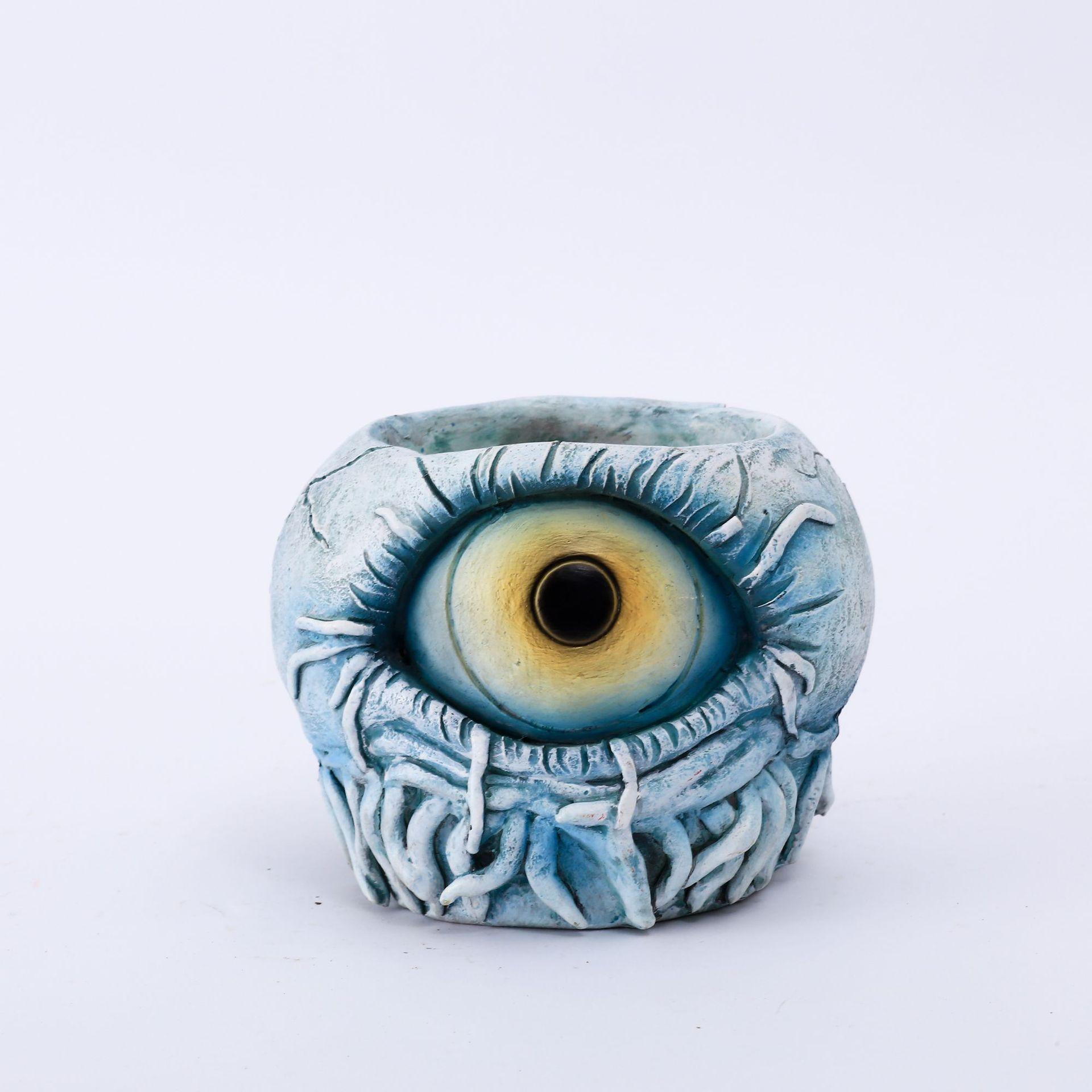 

Горшок для растений Monster Eye, креативный уникальный горшок для растений, горшок для суккулентов из смолы с дренажем, для декора сада на открытом воздухе и домашнего декора синий