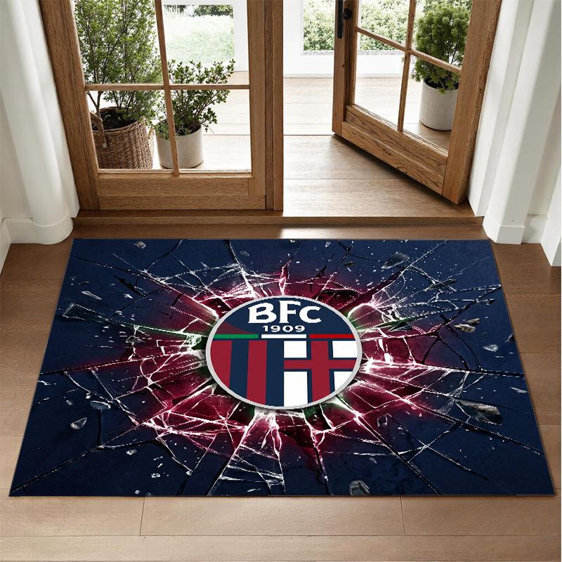 Bologna FC Design Crystal Velvet Rug Soft Decorative Mat for Bedroom Entrance