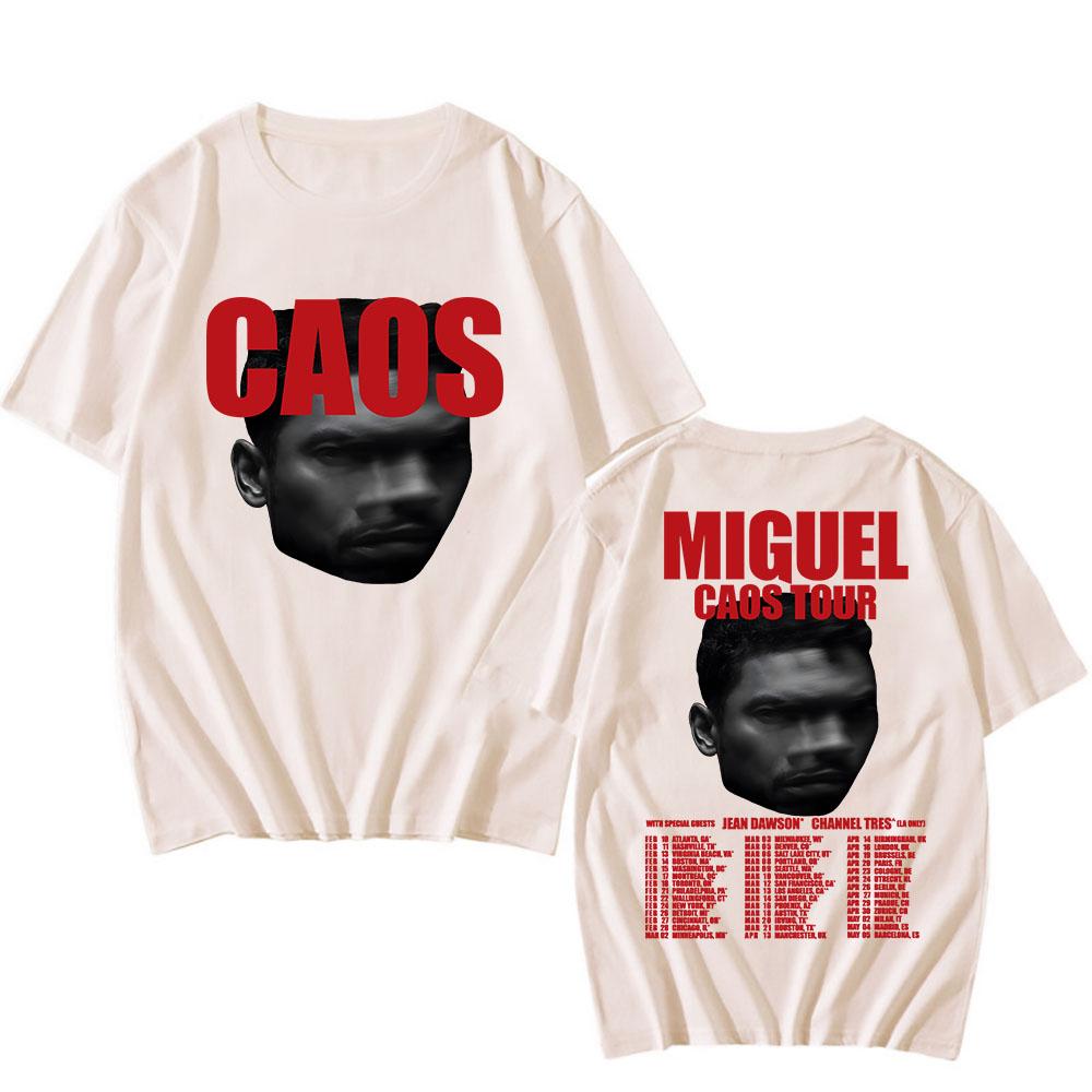 MIGUEL CAOS Tour 2026 Tshirts Cotton Short Sleeve Loose T-shirt Unisex Tee Hip Hop Graphic Printing T Shirt Tees