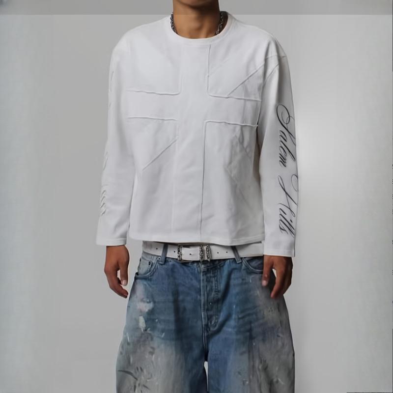 European and American Y2K Dark Style Letter Printed Long Sleeved Gothic Street Top for Men and Women