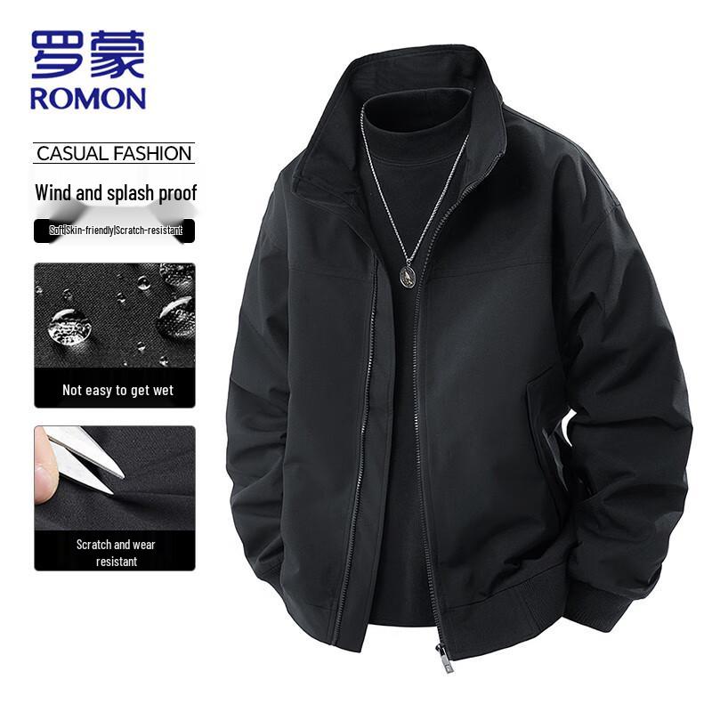 ROMON Men's Business Casual Stand Collar Work Jacket