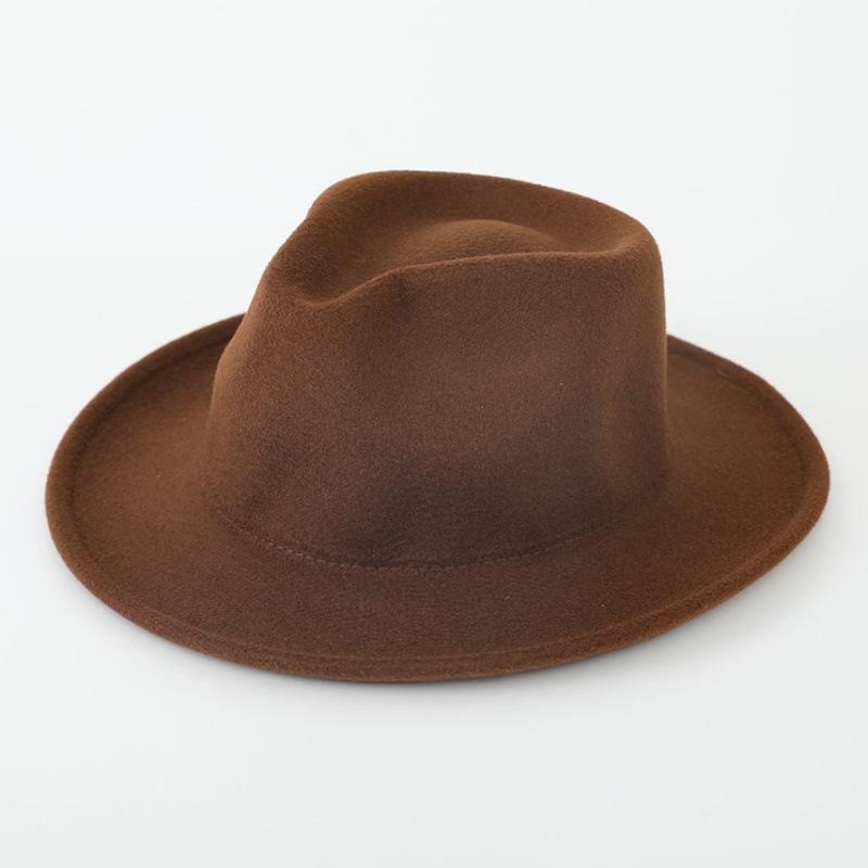 European and American autumn and winter temperament wool woolen jazz hat women's fashion versatile British felt hat retro personalized Panama top hat