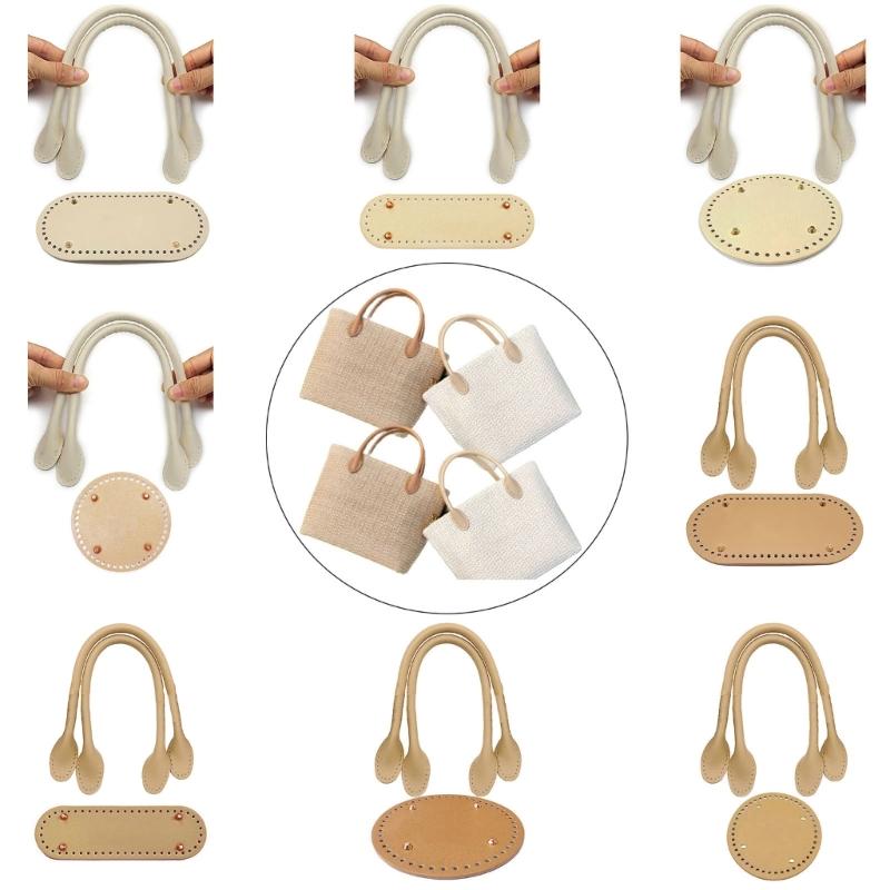 Handbag Shoulder Bag Bottom Shaper Pad & Hand-Strap Handle Set Leather Tote Bag Woven Bag DIY Accessory for Women Girl