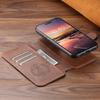 iPhone17 Pro Max Flip Case with Card Slot, Magnetic Snap, Wireless Charging Stand, and Leather Finish
