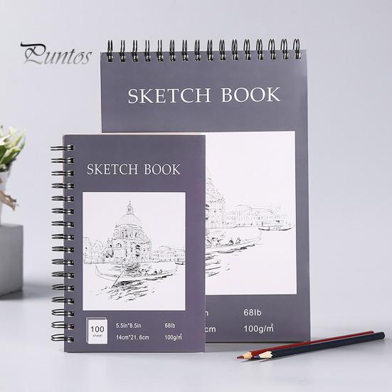 A4 Hardcover-Skizzenbuch, spiralförmig, drahtgebunden, 100 Blatt, säurefrei, dickes Papier, für Künstler, Kunststudenten, Skizzieren, Zeichnen, Schreiben, Skizzenbuch, Künstlerbedarf