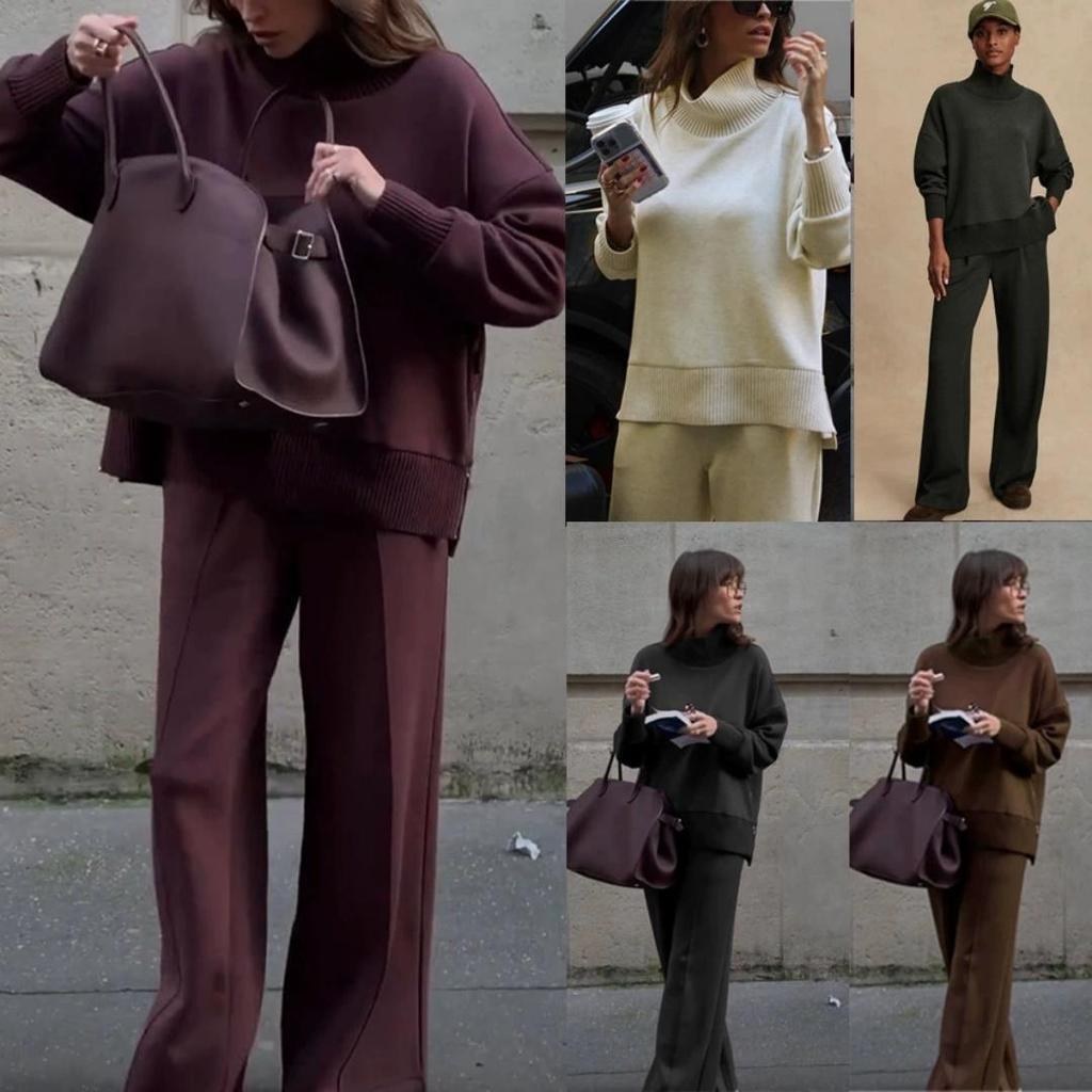 Spring and Autumn Long-sleeved Sweater Suit Casual Loose Pocket Trousers Two-piece Women