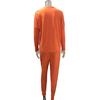 2Pc Women  Color Suit Long Sleeve Leisure Pocket Home Sweatpants Sets