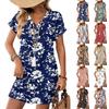 Short Sleeve Women's Dress Casual Dresses With Pockets V Neck Vocation Boho Beach Sundress