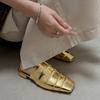 Fashion Women's Genuine Leather Square Toe Slip-on Flats Summer Slippers Soft Comfortable Casual Female Outdoor Mules 2025 New Sandals