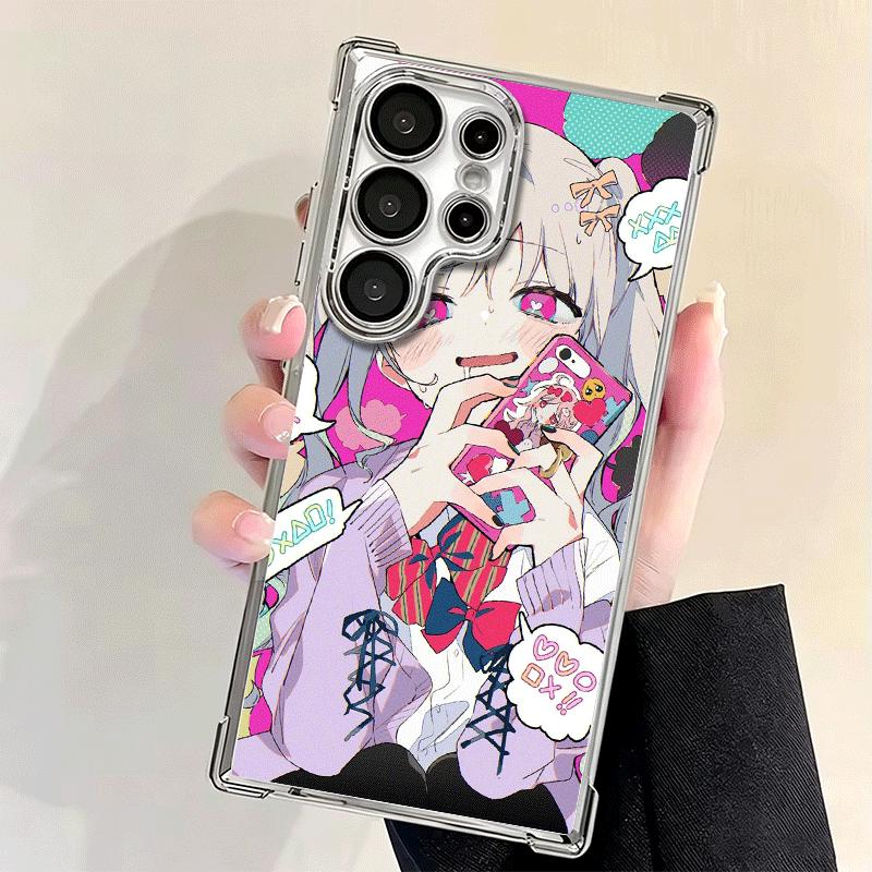 Anime Kwaii Girl Ins Style Plating Phone Case For Samsung Galaxy S24 S25 FE S26 Edge S23 Ultra S22 S21 Plus S20 Anti-Fall Airaba