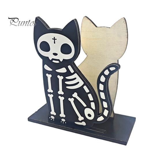 Halloween Kitchen Decor Wooden Napkin Holder, Skeleton Black Cat Gnome Tissue Storage Rack, Cute Counter Accessories Cartoon Tabletop Decorative
